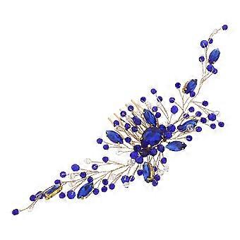 Bruids Crystal Hair Comb Elegante Side Kam Bruiloft Hoofdtooi Bruids Zendspoel (Blauw)
