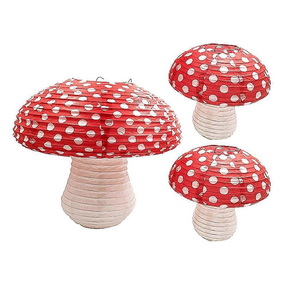 3pcs Mushroom Shape Lantern 3D Hanging Lanterns Scene Layout Decor Lantern