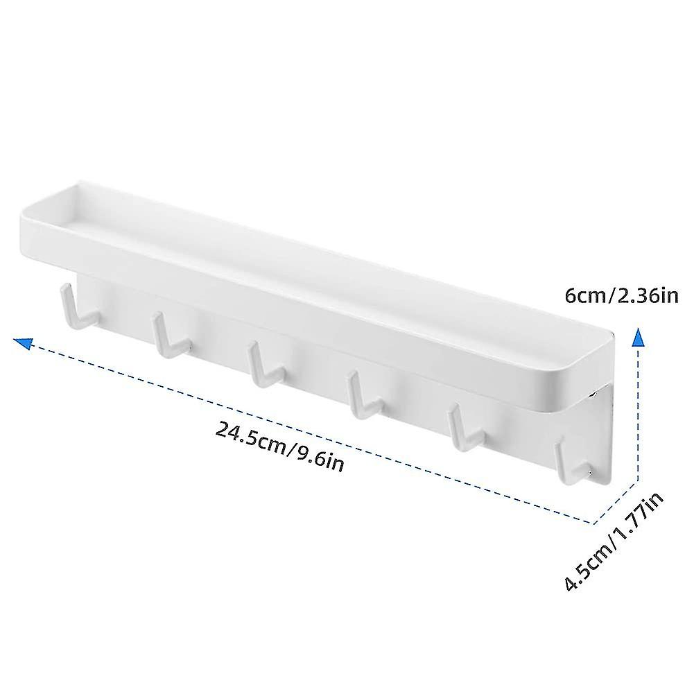 6 Hooks Wall Mount Key Rack, Adhesive Mail Organizer With Key Hooks, Decorative Wall Shelf For Entry