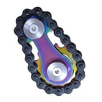 Kreisel schwarze Zahnradkette Knopfspitze Schwungrad Dekompression Spielzeug Fidget Spielzeug