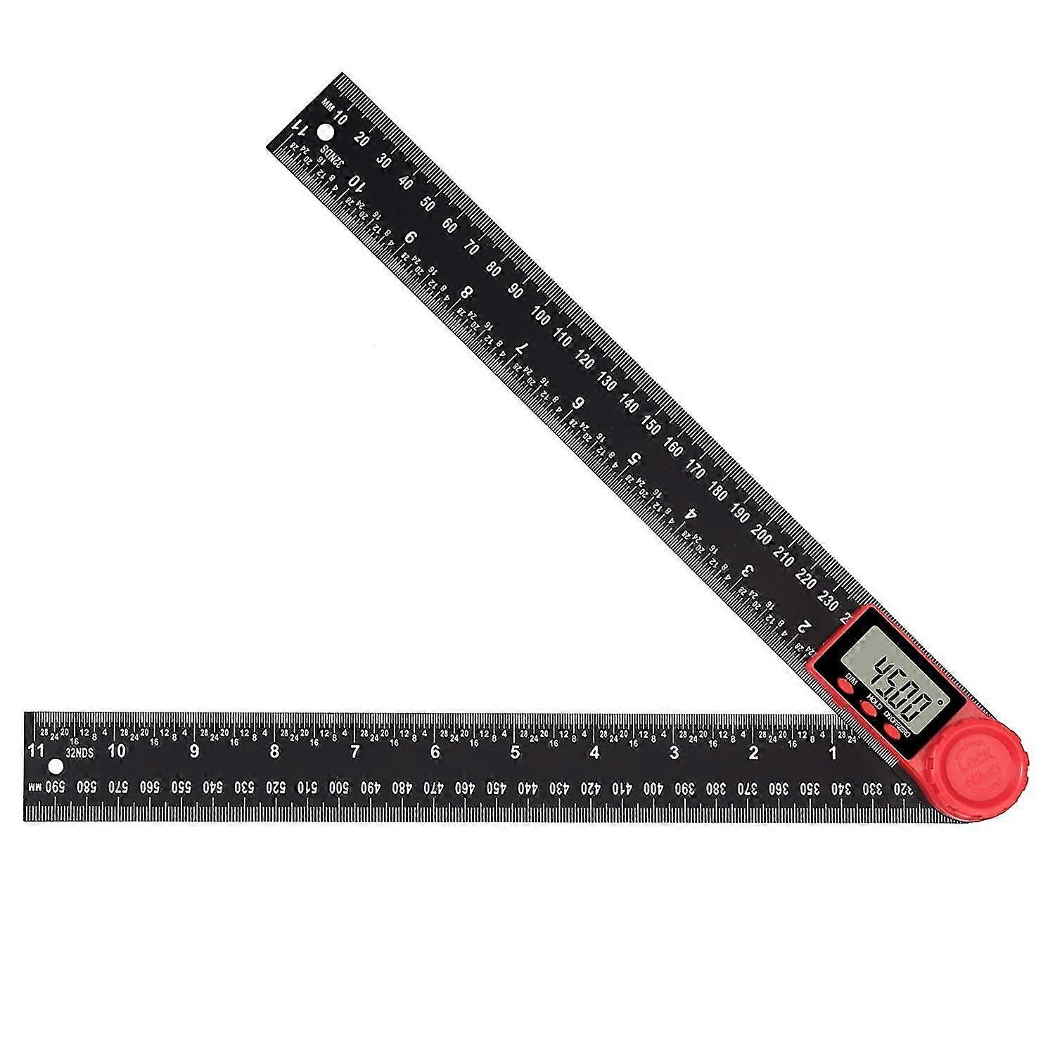 0-300mm Lcd Digital Protractor 2 In 1, With Lcd Display, Zero Setting, Degree Toggle And Lock Function, 0-360