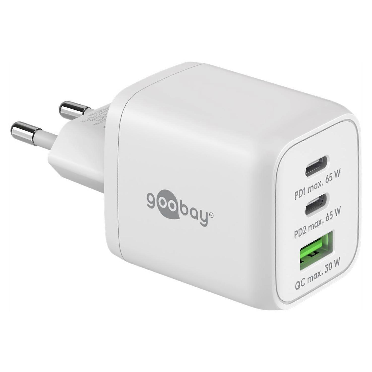 Goobay Multiport Power Supply 2x USB-C USB-A Fast Charger 65W Quickcharge White