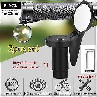 Fahrrad-Rückspiegel-Set, 2-teilig, Weitwinkel-Konvexspiegel, faltbar, 360° drehbar, kompakt, rund, für Fahrradlenker mit 16–22 mm Durchmesser