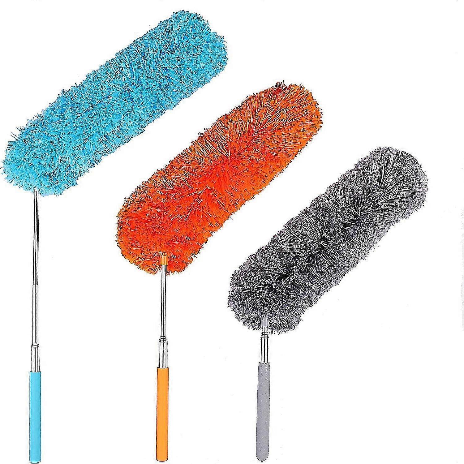 Feather Duster,with Extendable Pole Bendable Static Duster for Car Kitchen House Cleaning 3pcs