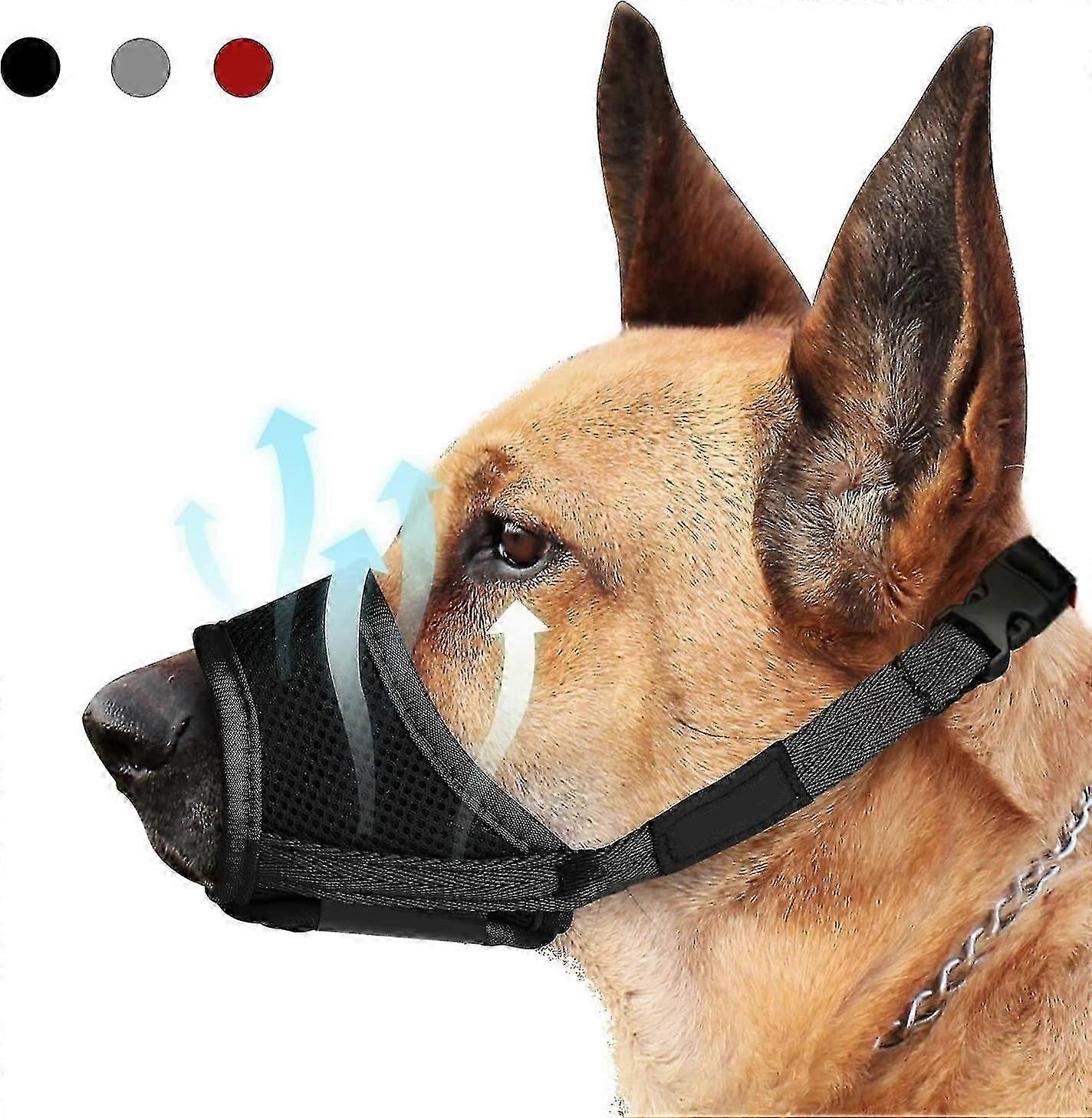 Soft Nylon Anti-dropping Dog Muzzle, Breathable Air Mesh Drinkable Muzzle with Adjustable Loop