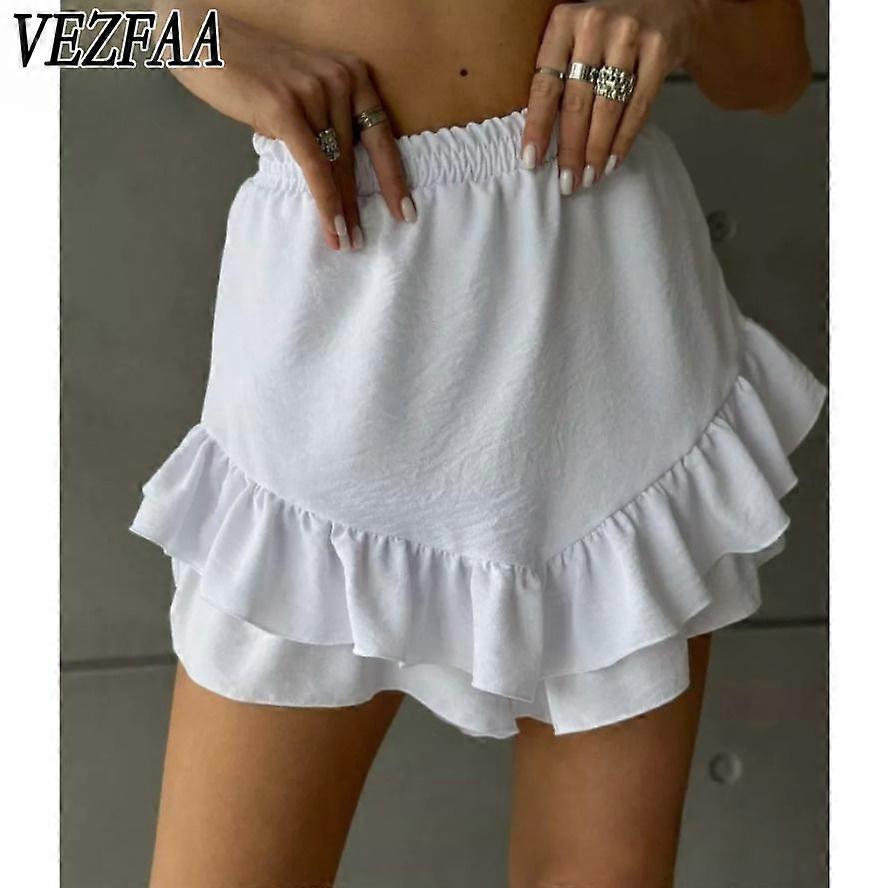 VEZFAA  Women's Solid Color Print Casual Summer Spring Skirts