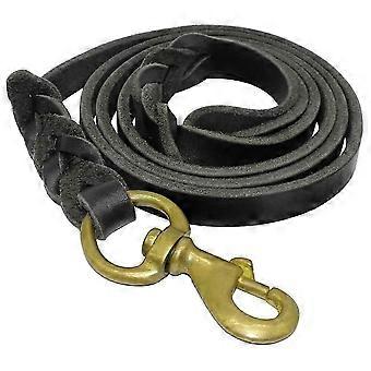 Leather Dog Leash Durable Dog Training Leash Braided Pet Dog Leads Rope for Medium Large Dogs Walking Running Brown 26-27