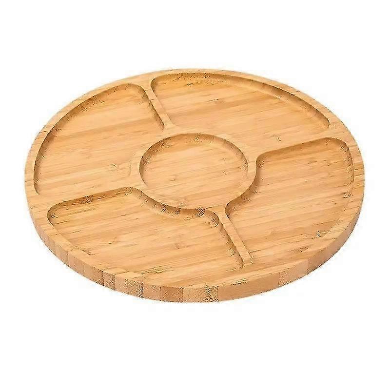 Round Bamboo Serving Tray with Dividers