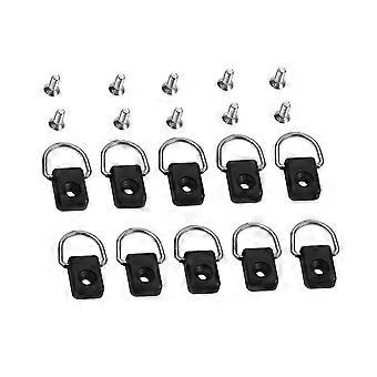10pcs Canoe Kayak Fishing Rigging D Anneau avec vis M6 pour Kit élastique Accessoire Noir