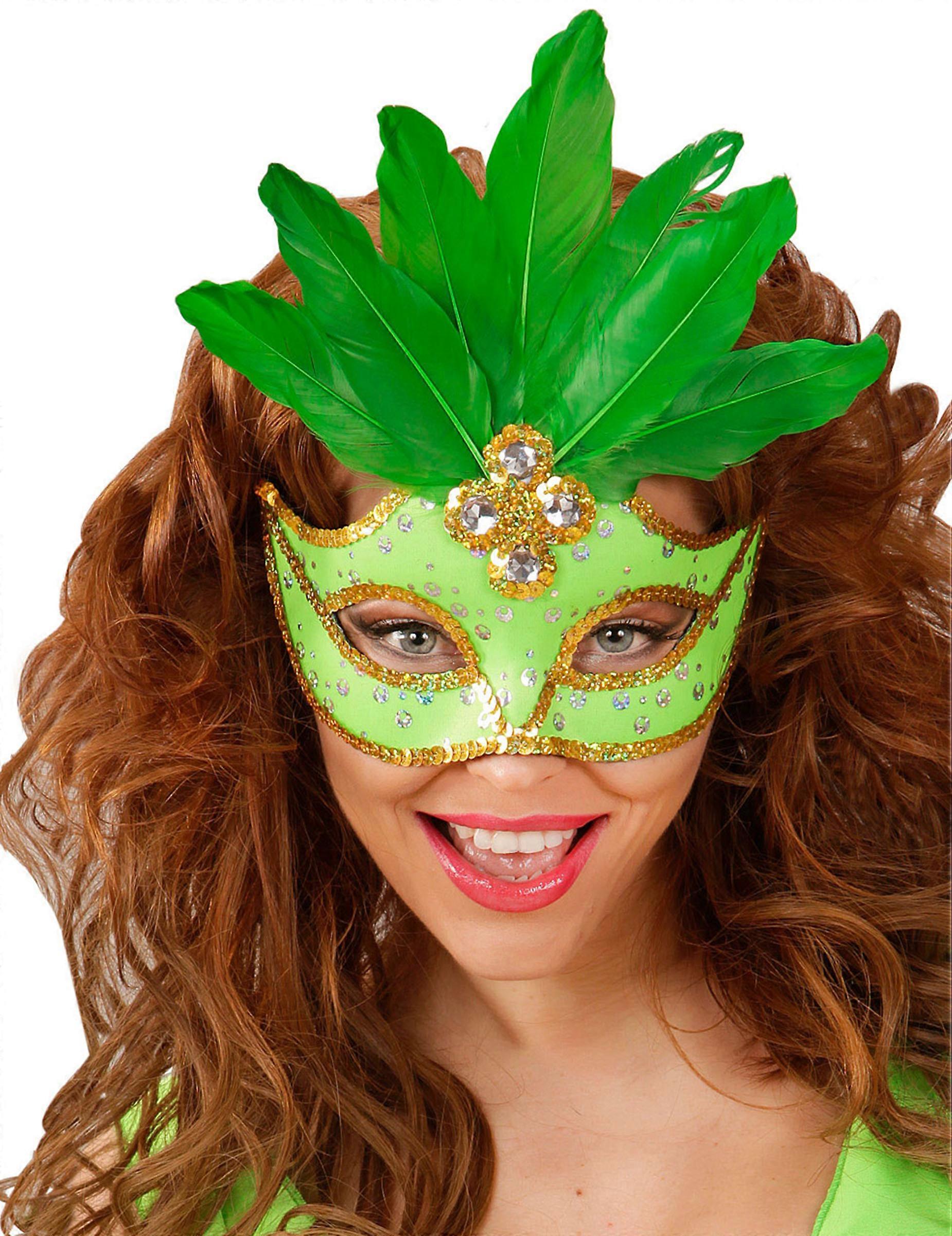 Green wolf with feathers woman