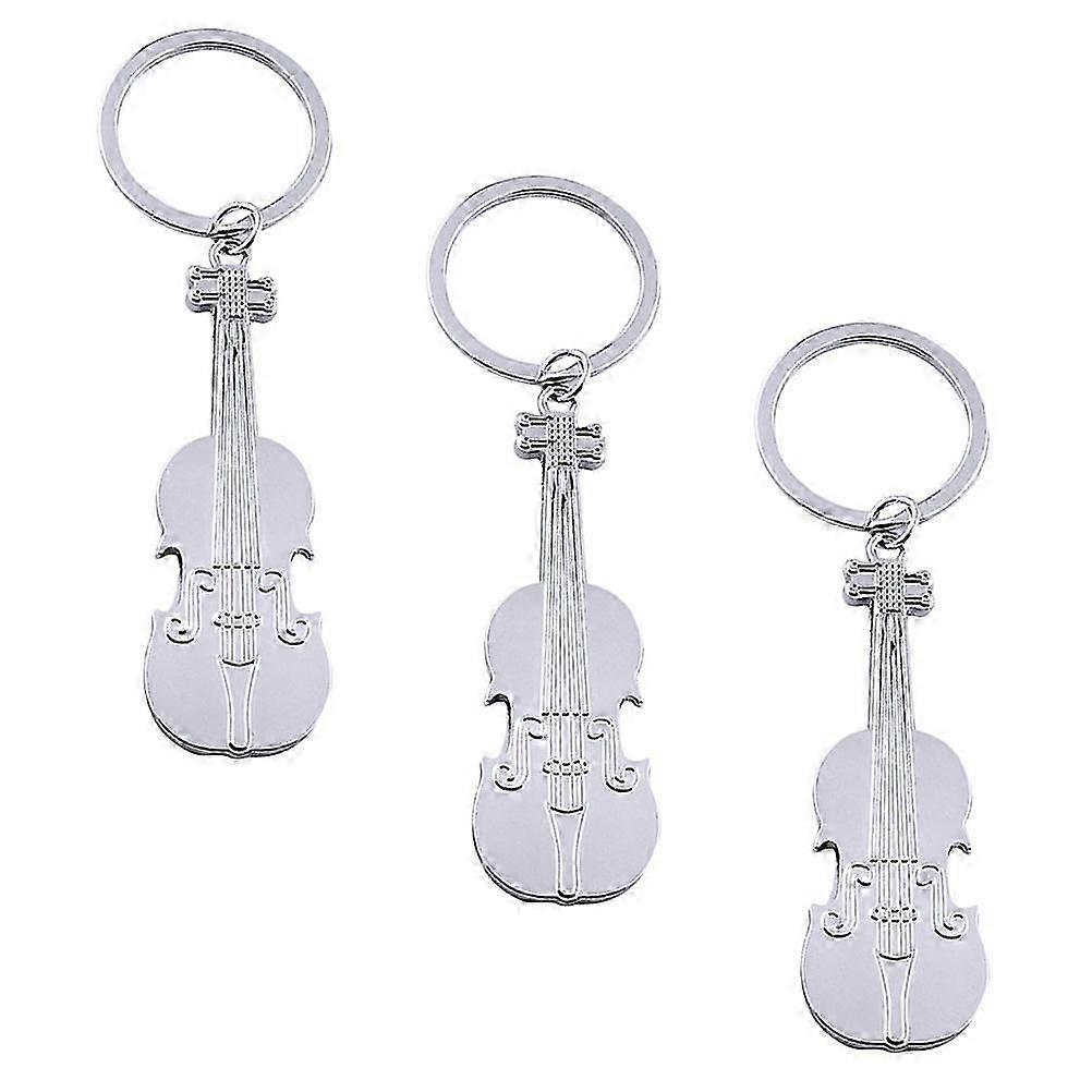3Pcs Violin Key Ring with Bottle Opener Function Silver Key Chain