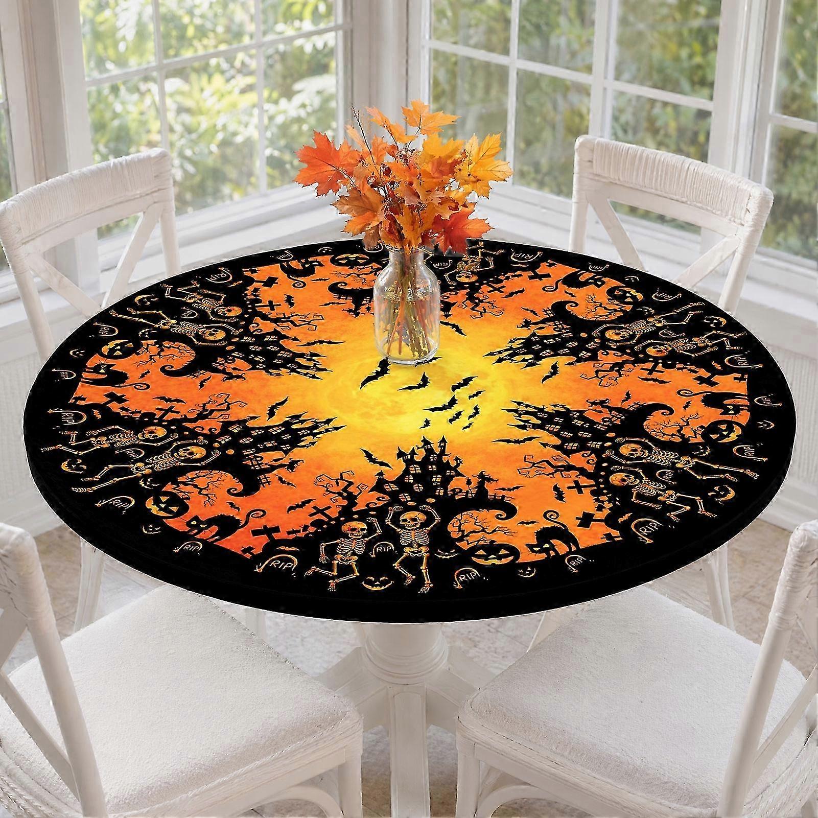 Spooky Pumpkin Skull Table Cover