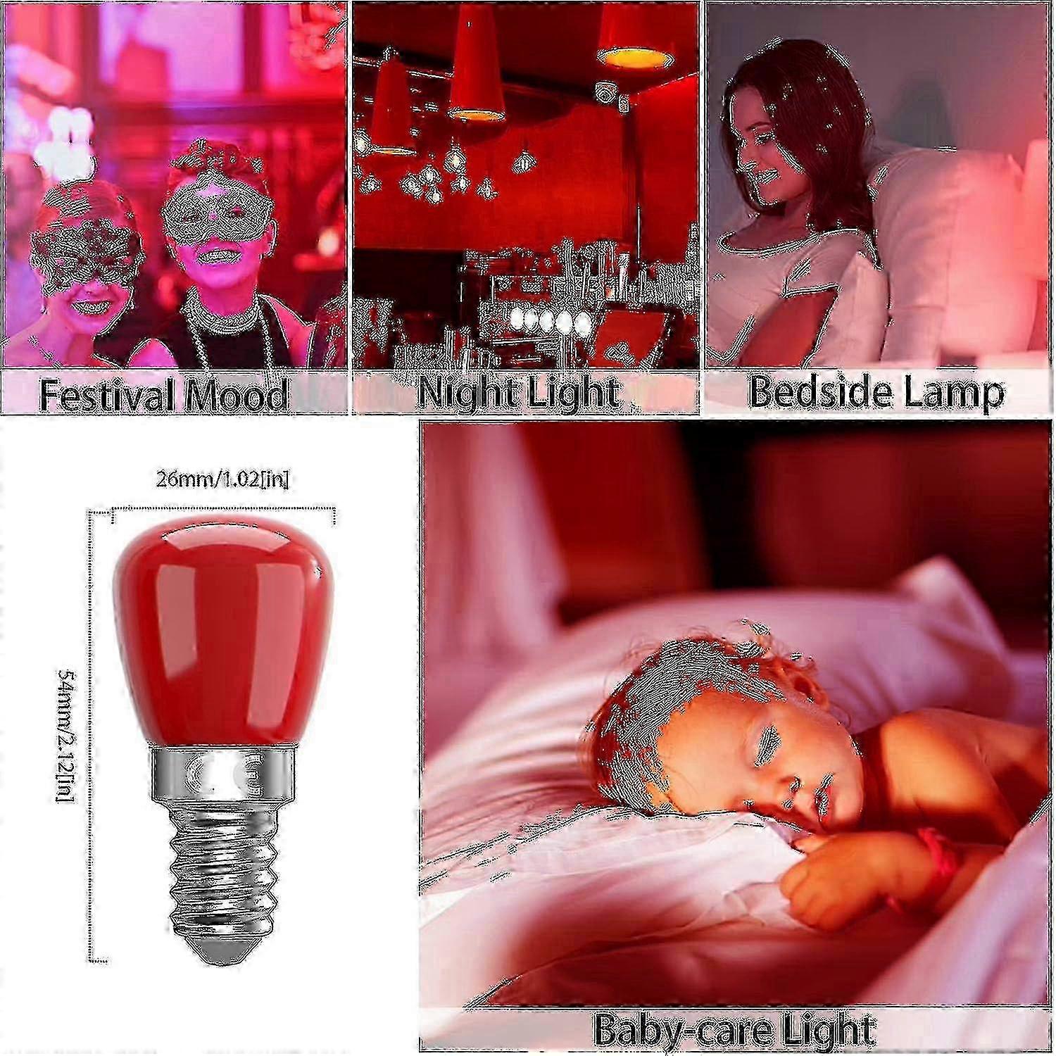 Pack E14 Red Led Light Bulbs 3w E14, Decorative Red E14 Led Bulbs, 25w Replacement, Suitable For Amb
