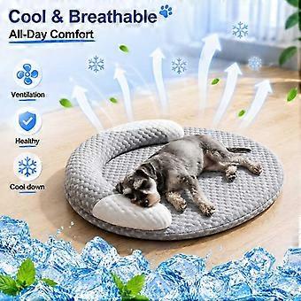 Summer Ice Silk Cooling Pet Mat, Breathable Heat Dissipation Oval Dog Bed Nest, Cooling Pad for Small Medium Large Dogs Cats