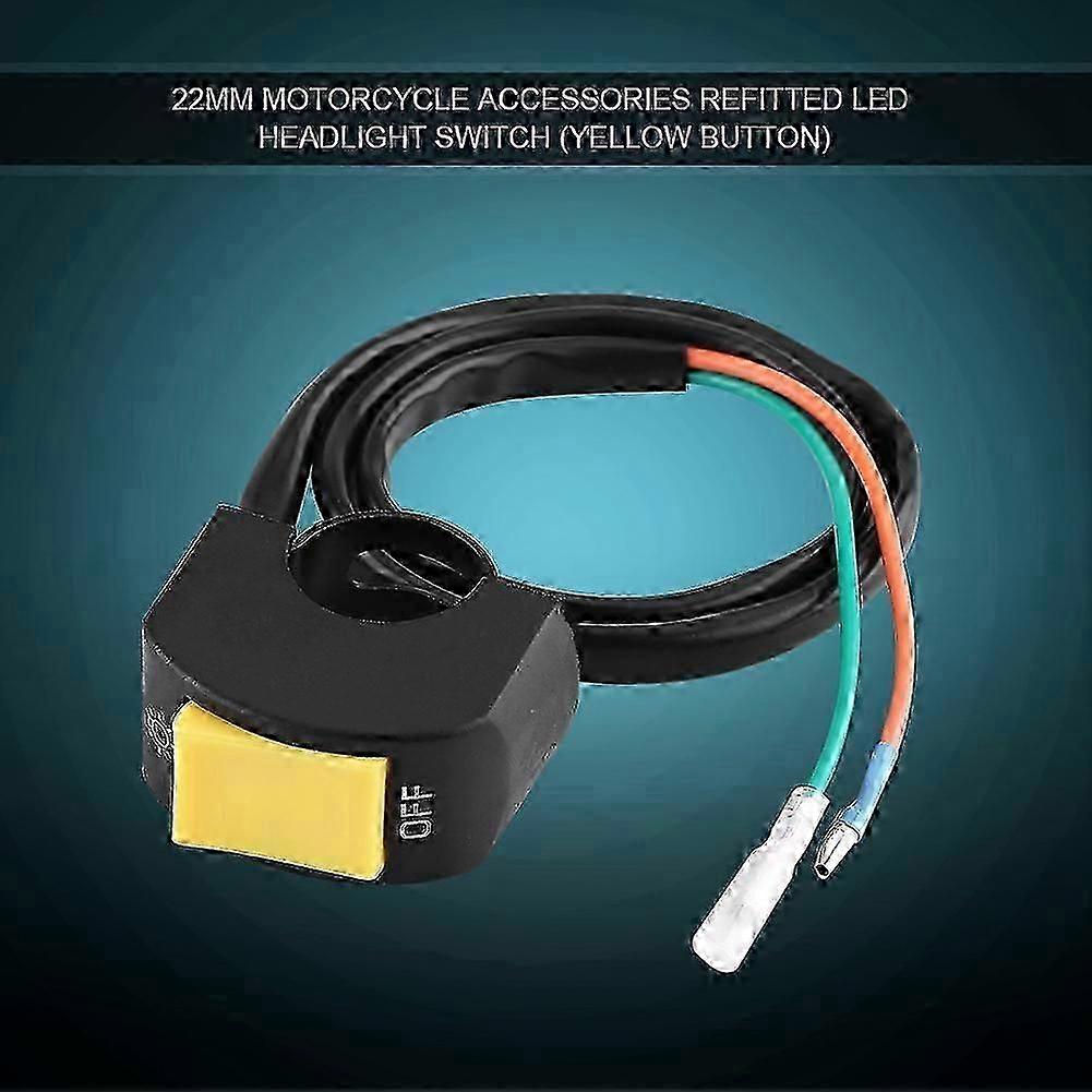 Motorcycle 7/8inch Handlebar Mount LED Headlight On/Off Switch with Yellow Button