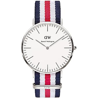 Dw classic canterbury silver watch for Unisex Analog Japanese Quartz with Nylon bracelet DW00100051