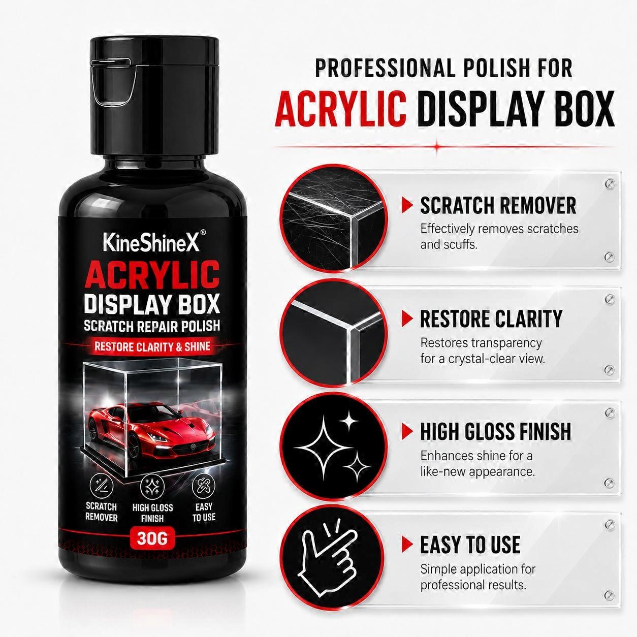 Acrylic Display Box Polish 30g Fine Scratch Remover Paste with Sponge