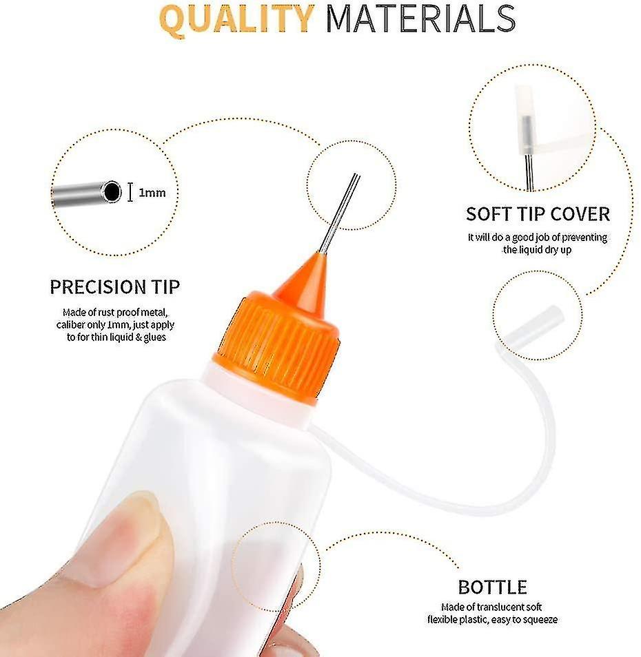 T Tulead 10 Stück Präzisionsspitzen-Flaschen 15 Ml, Transparent, Mit Farbigen Kappen (5 Farben)