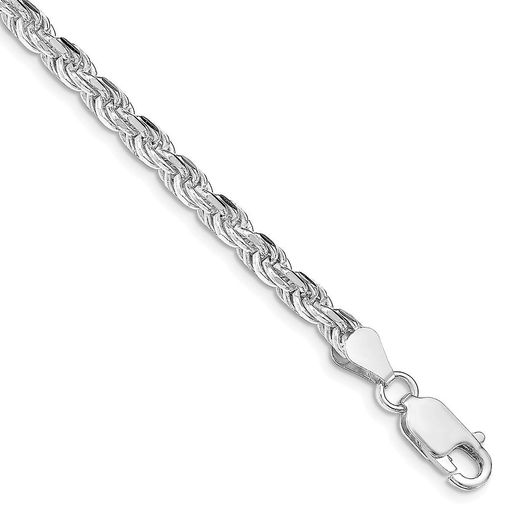 925 Sterling Silver Rhodium Plated 4.25mm Sparkle Cut Rope Chain Bracelet Link-Bracelet for Women and Men - Length: 7 to
