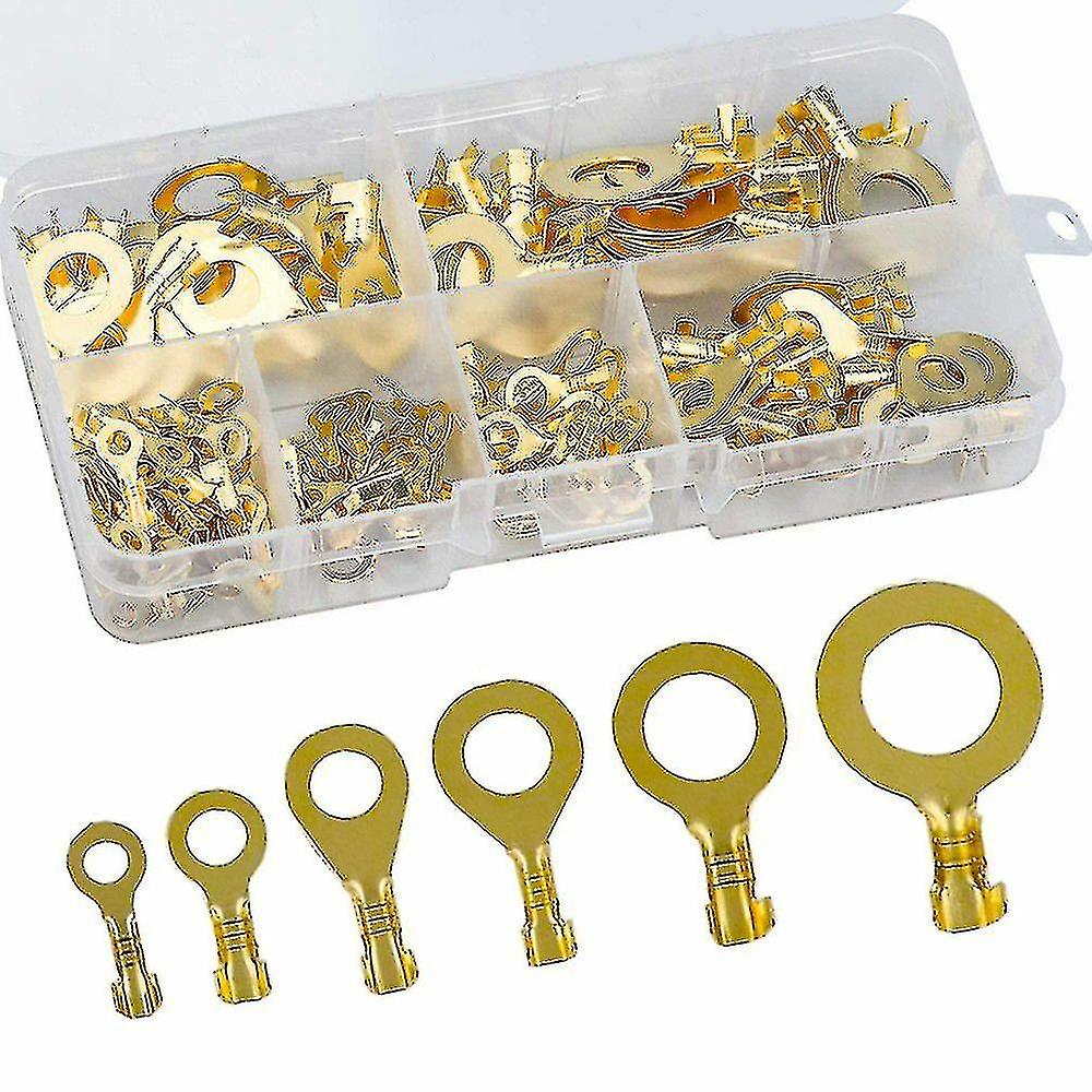Wire Connector Ring Pressure Head Cold Pressing Terminals Circular Lugs(gold)(150pcs)