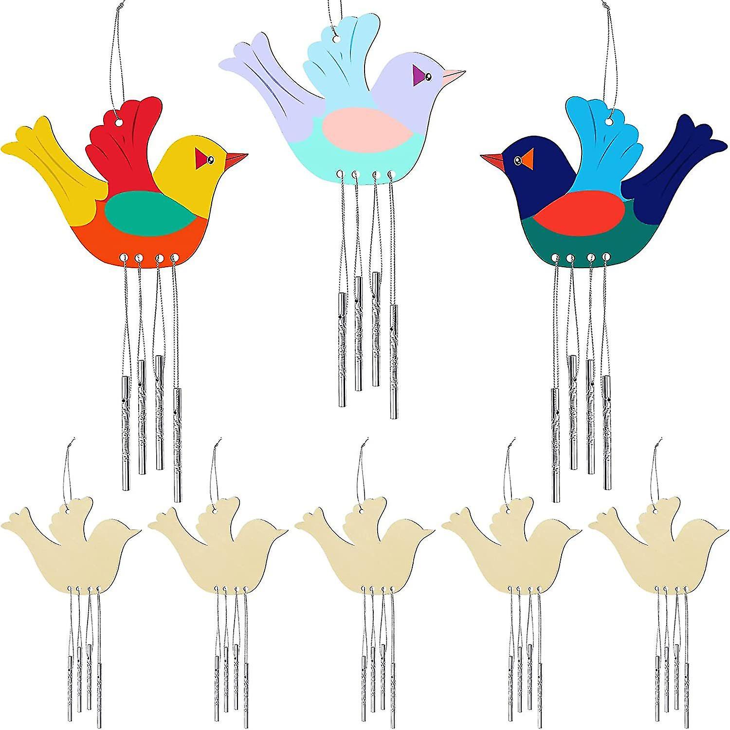 8 Pieces Bird Wooden Wind Chime Bird Wind Chime Craft Decorative Spring ...