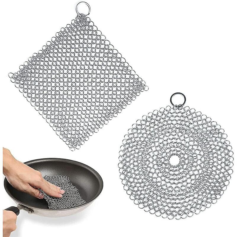 Cast Iron Cleaner Stainless Steel Chainmail Scourer for Grills and Dutch Ovens, 49g
