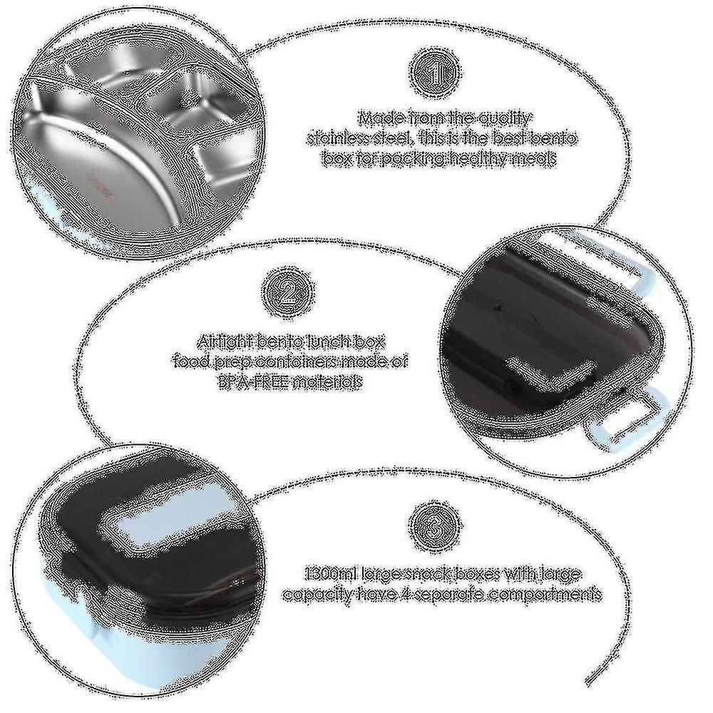 Bento Boxes For Student Or Adult Thermal Capacity Lunch Box Set 4 Compartments Portable Bento Box B