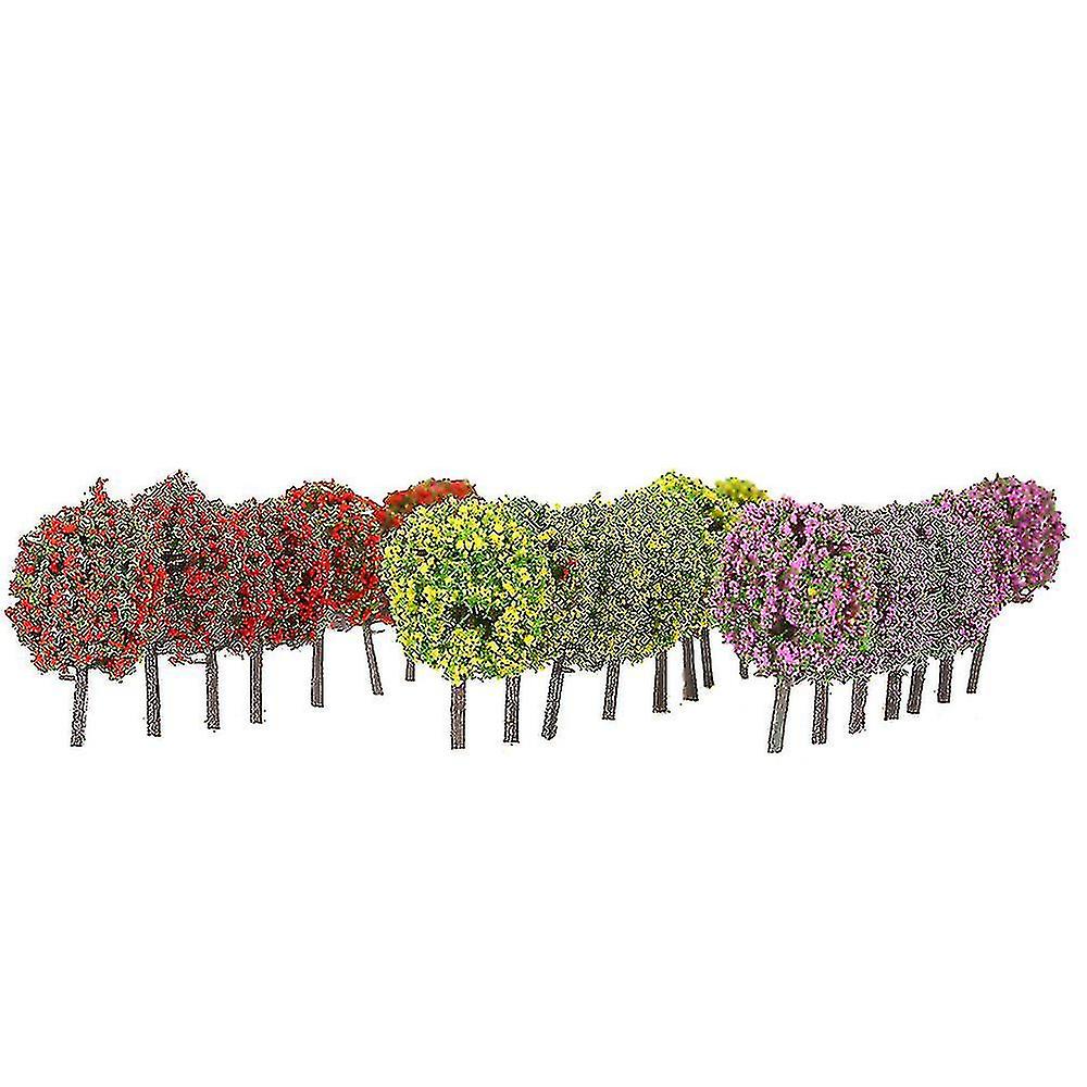 Mixed 3 Colors Ball-shaped Flower Trees Model Train Layout