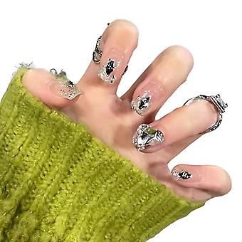 Nøgen fuld glitterindretning Blide falske negle charmerende behagelig at bære manicure negle til shopping Rejser Dating