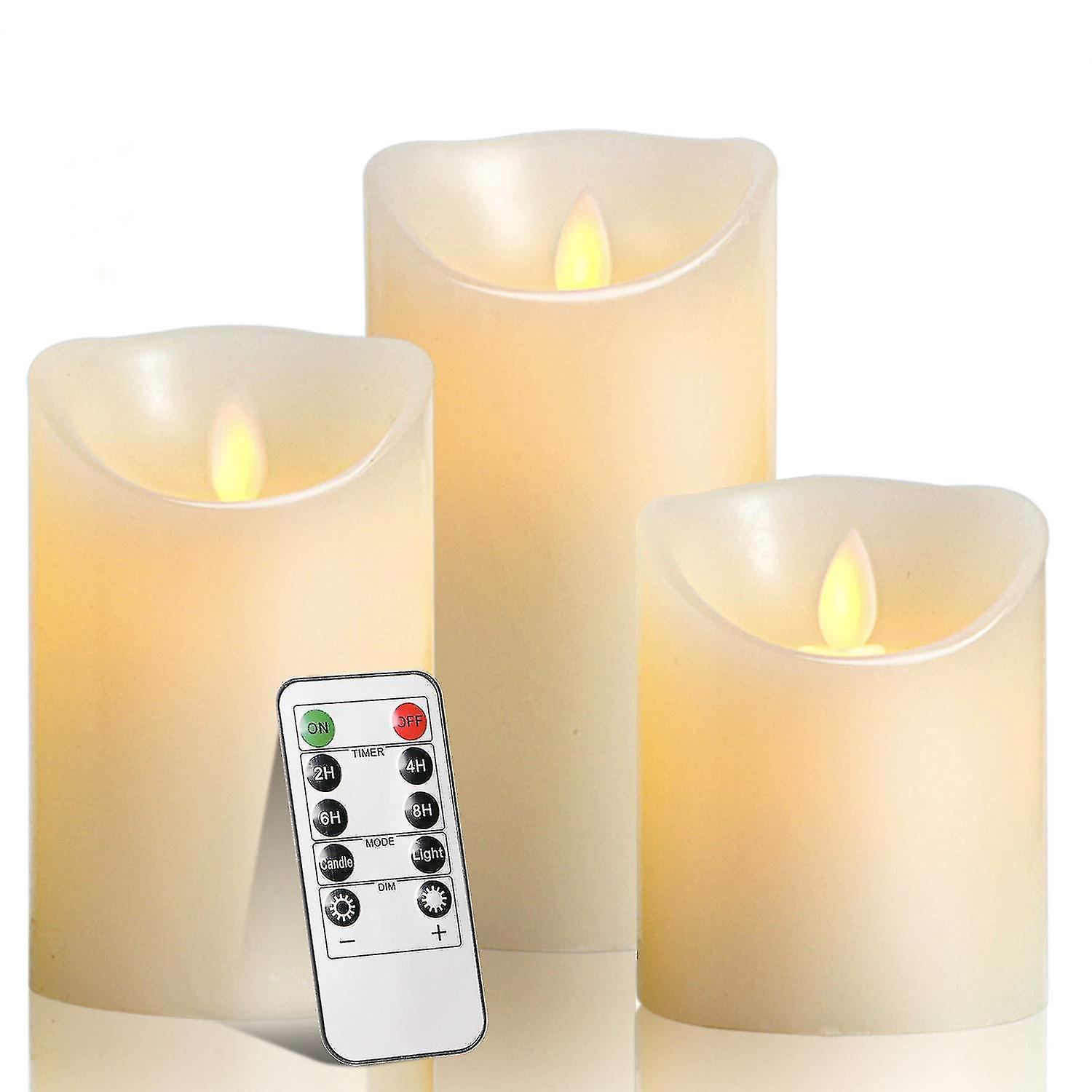 Led Candles, Flickering Flame, Flameless Candles, 300 Hours, Decorative Pillars, Set Of 3