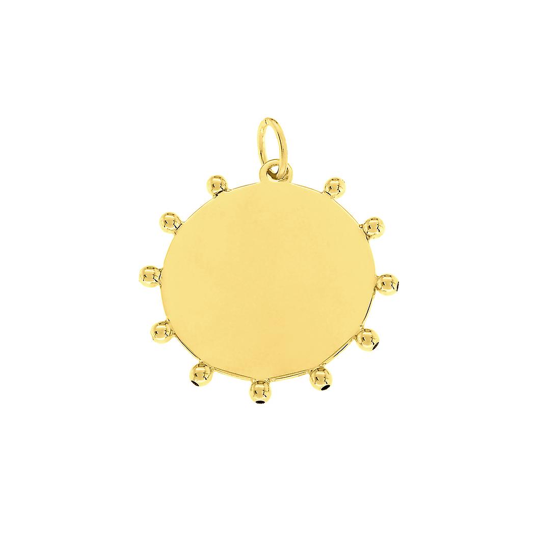 Collana pendente disco incidibile in oro giallo 14 carati con 2mm accento-ciondolo per le donne