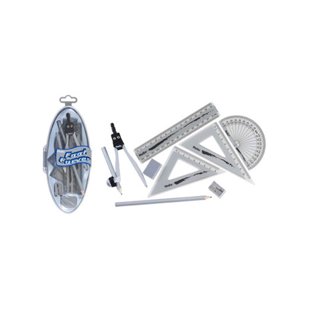 Helix Cool Curves Math Set 9 Pieces Carry Case Moulded Handle Premium Quality