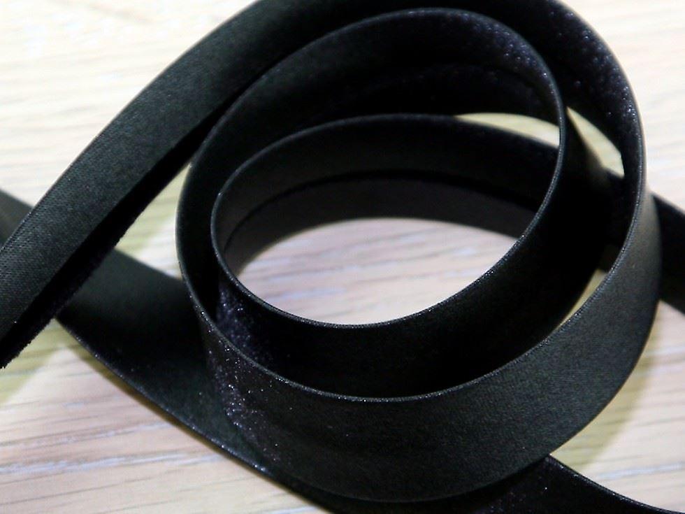 30mm Prym Duchesse Satin Bias Binding Tape Black - per metre
