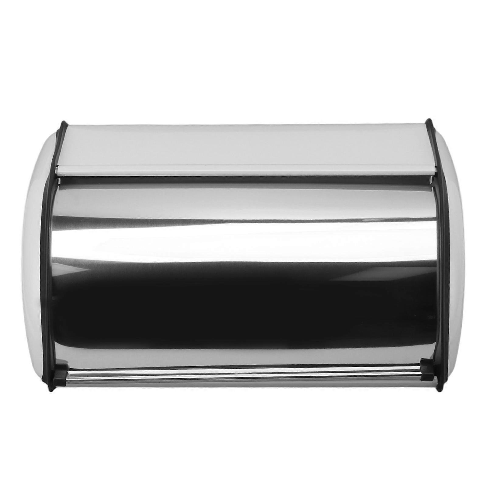 Iron Bread Boxes, Rectangular Fall Front Bread Bin Mirror Polished Bread Storage Case Front Opening Bread Keeper Container for Home Shop Office(White)