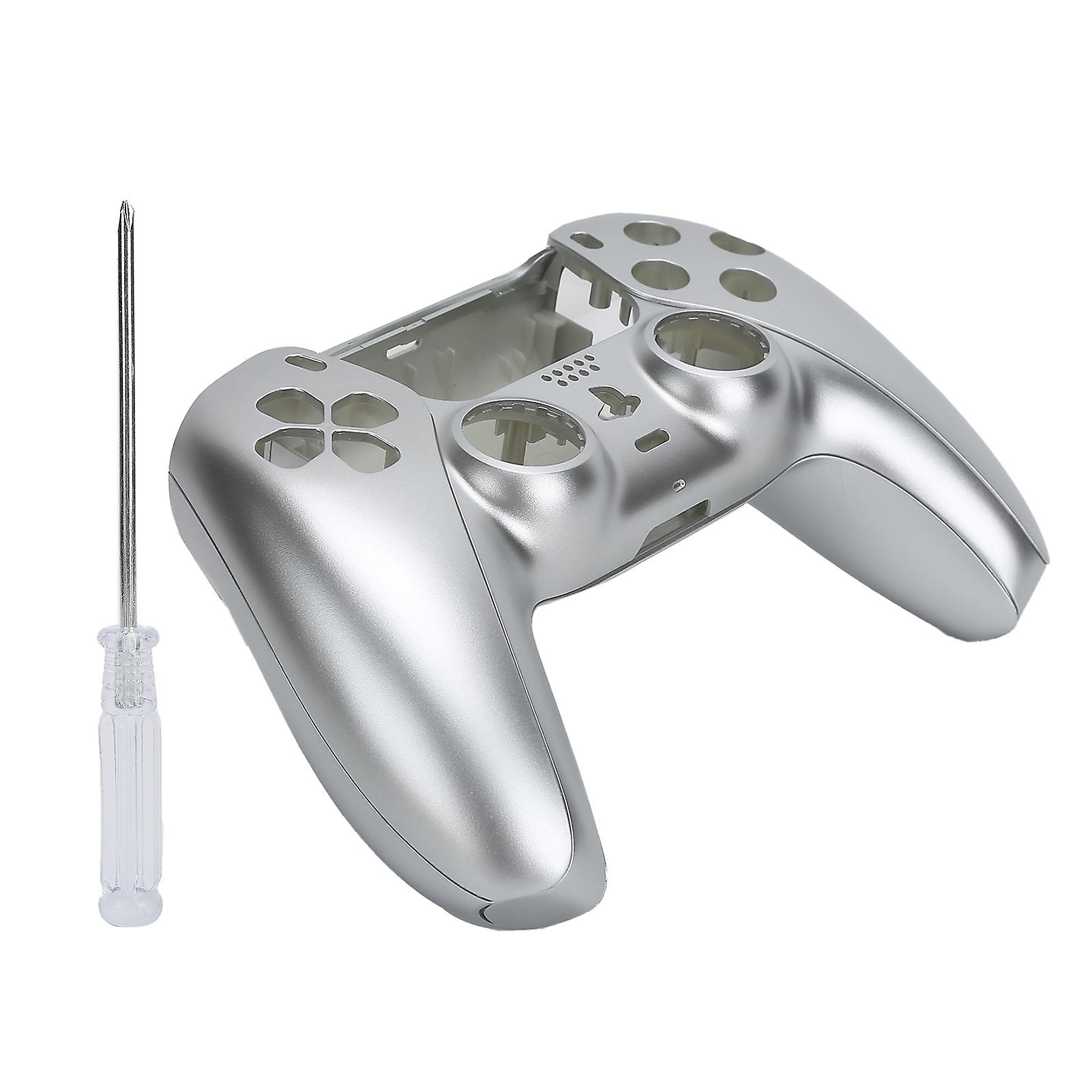 Silver PS5 Game Controller Shell - DIY Replacement Case with Screwdriver, Perfect Fit