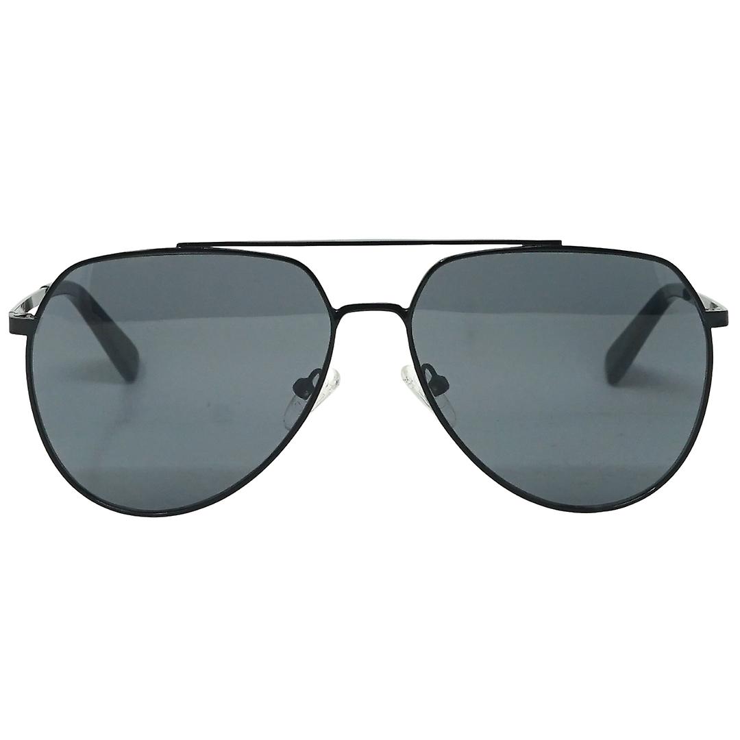 Calvin Klein ソリッド スモーク レンズ シャイニー ブラック サングラス