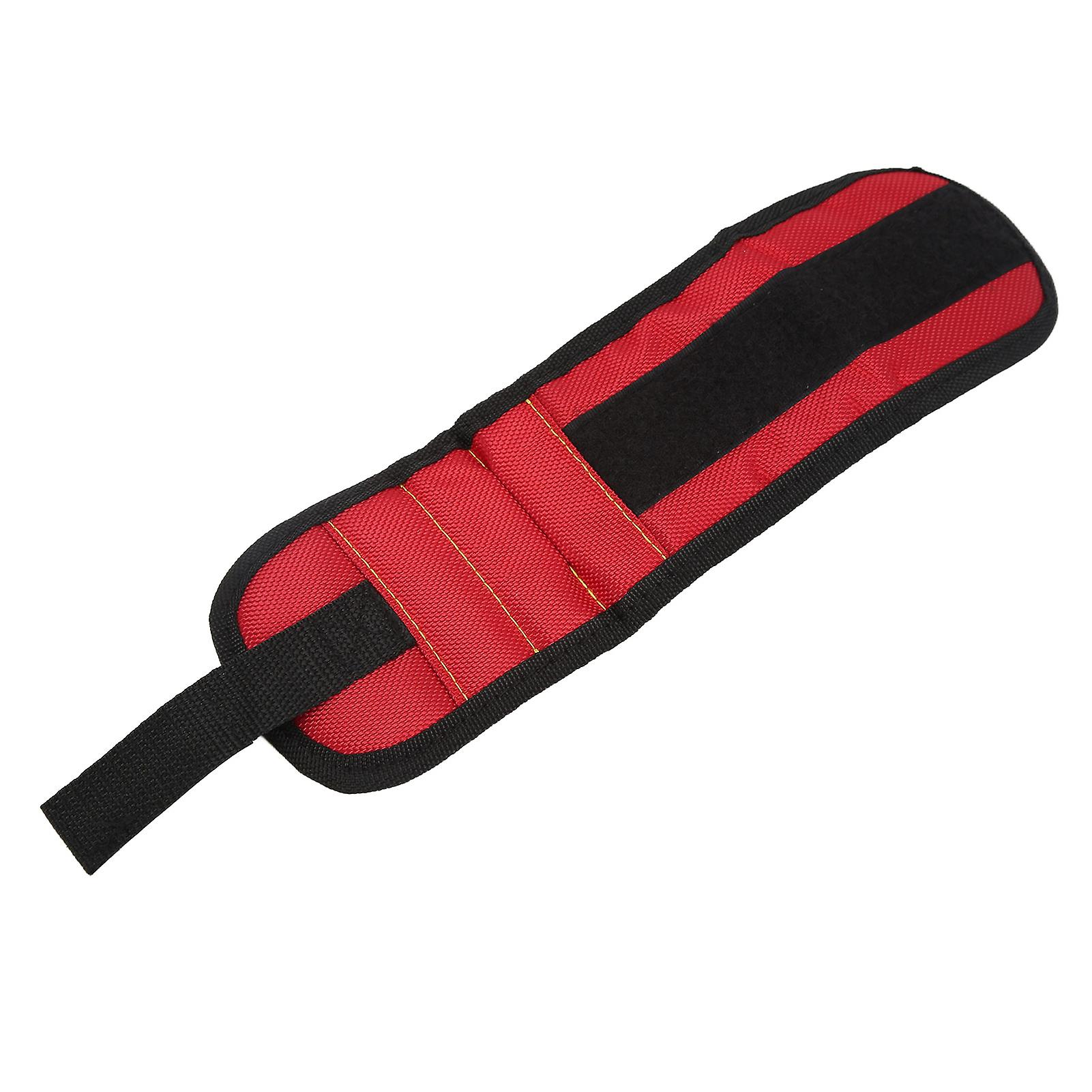 Magnetic Wristband Waterproof Tools Storage Belt with 2 Magnets for Holding Screws Nails Drill BitsRed