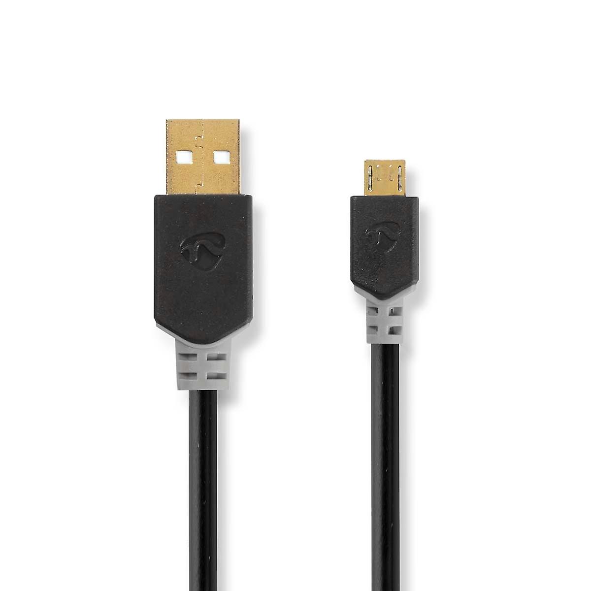USB-kaapeli | USB 2.0 | USB-A uros | USB Micro-B uros | 480 Mbit/s | Kullattu | 1,00 metriä | Kierros | PVC 