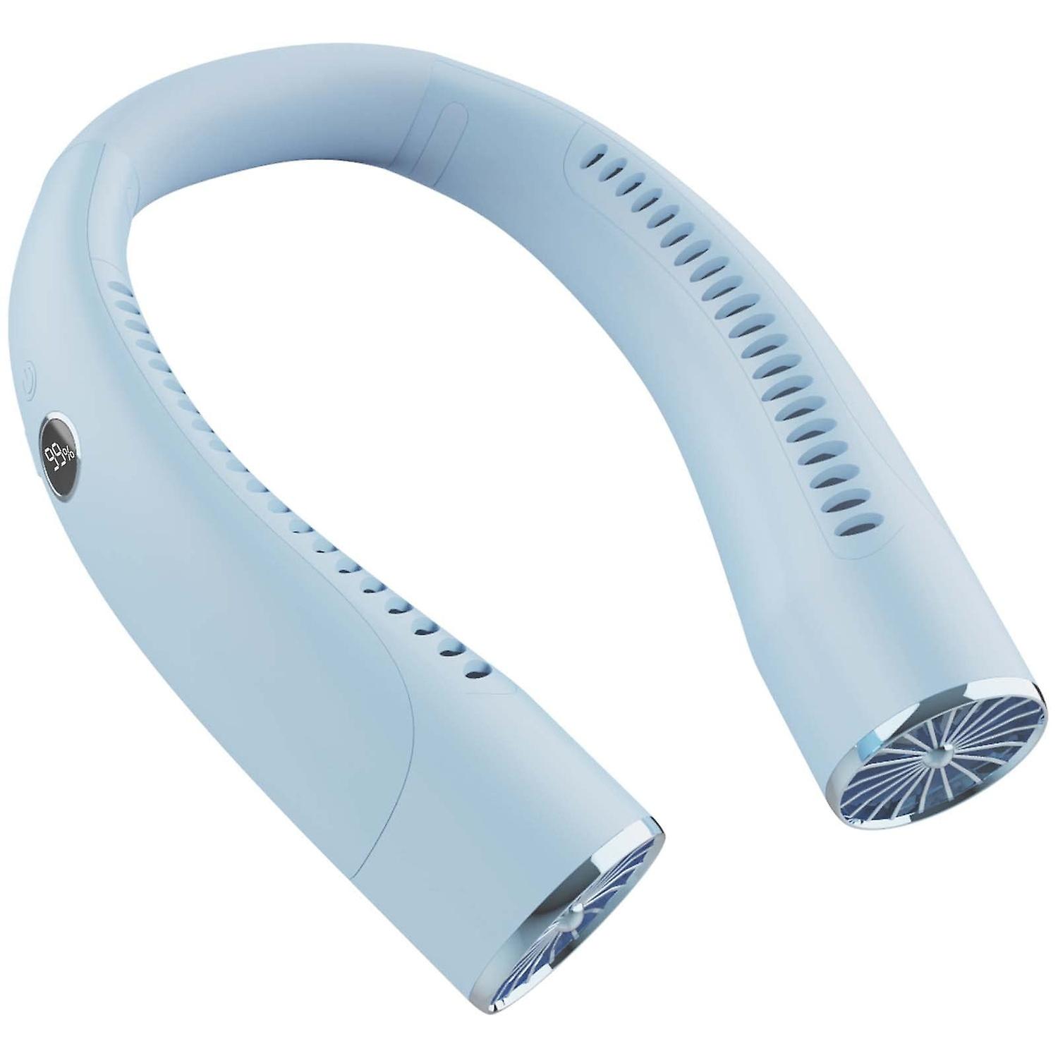 Portable Neck Fan With Digital Display (Blue)