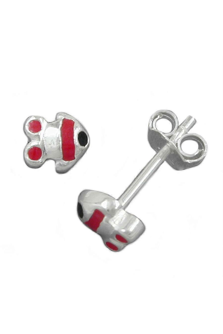 Earrings Fish Red Black Silver 925 - Gl90422