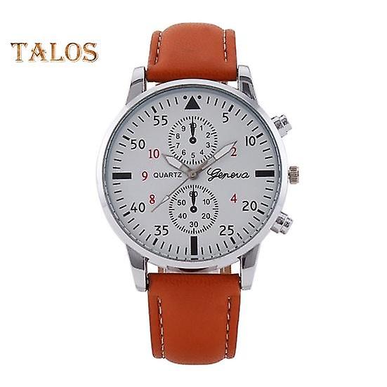 Men Quartz Watch Round Dial Adjustable Faux Leather Strap No Delay Time-checking High Accuracy Daily Wristwatch Timepiece