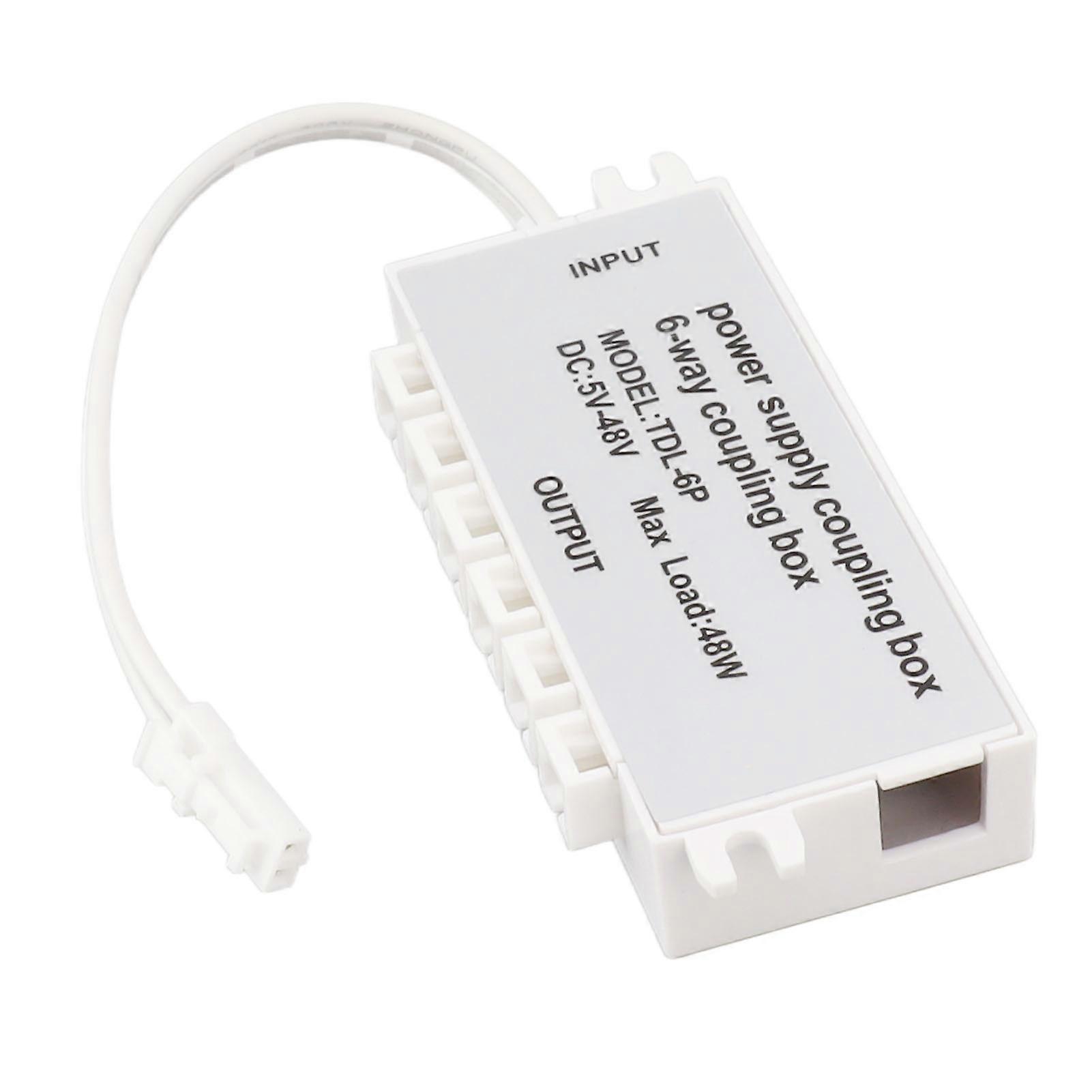6 Way Power Supply Coupling Box Electrical Power Cord Connection Box DC Power Splitter for LED Light