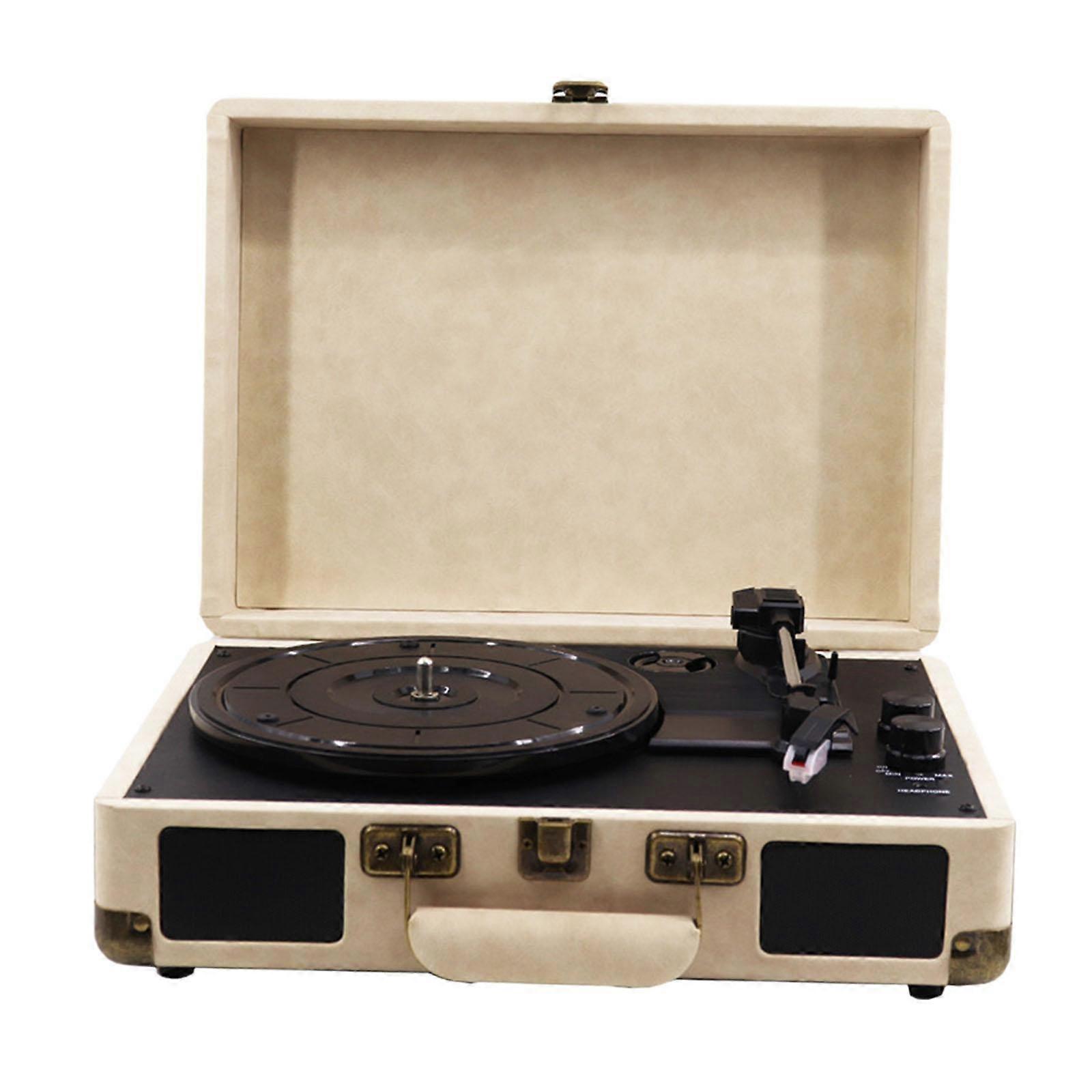 Vinyl Records Player Retro Design Built in Speakers for Living Room Desk Cafe