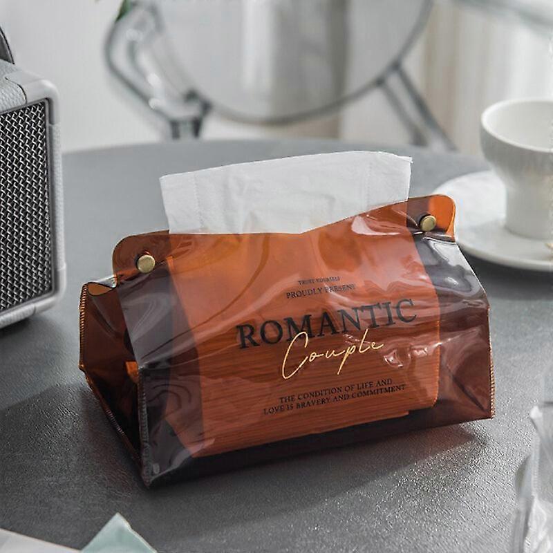 Rectangular tissue box, desktop paper holder, storage box, decoration craft paper boxBrown (blank version)