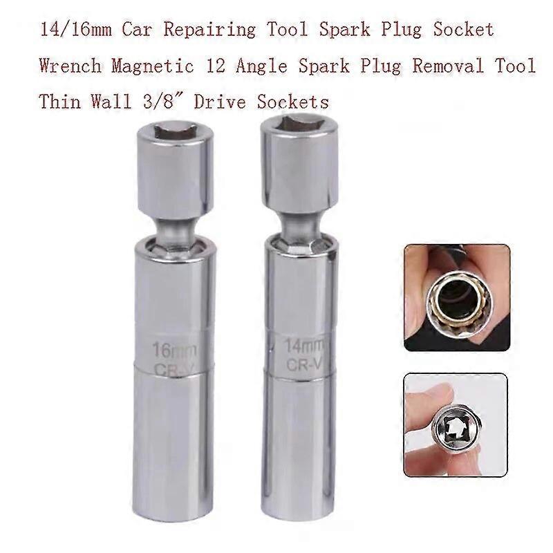 New 14mm 16mm Thin Wall Spark Plug Socket Universal Joint with Magnetic Flexible Socket Wrench Auto Repair Tool UNKU60110