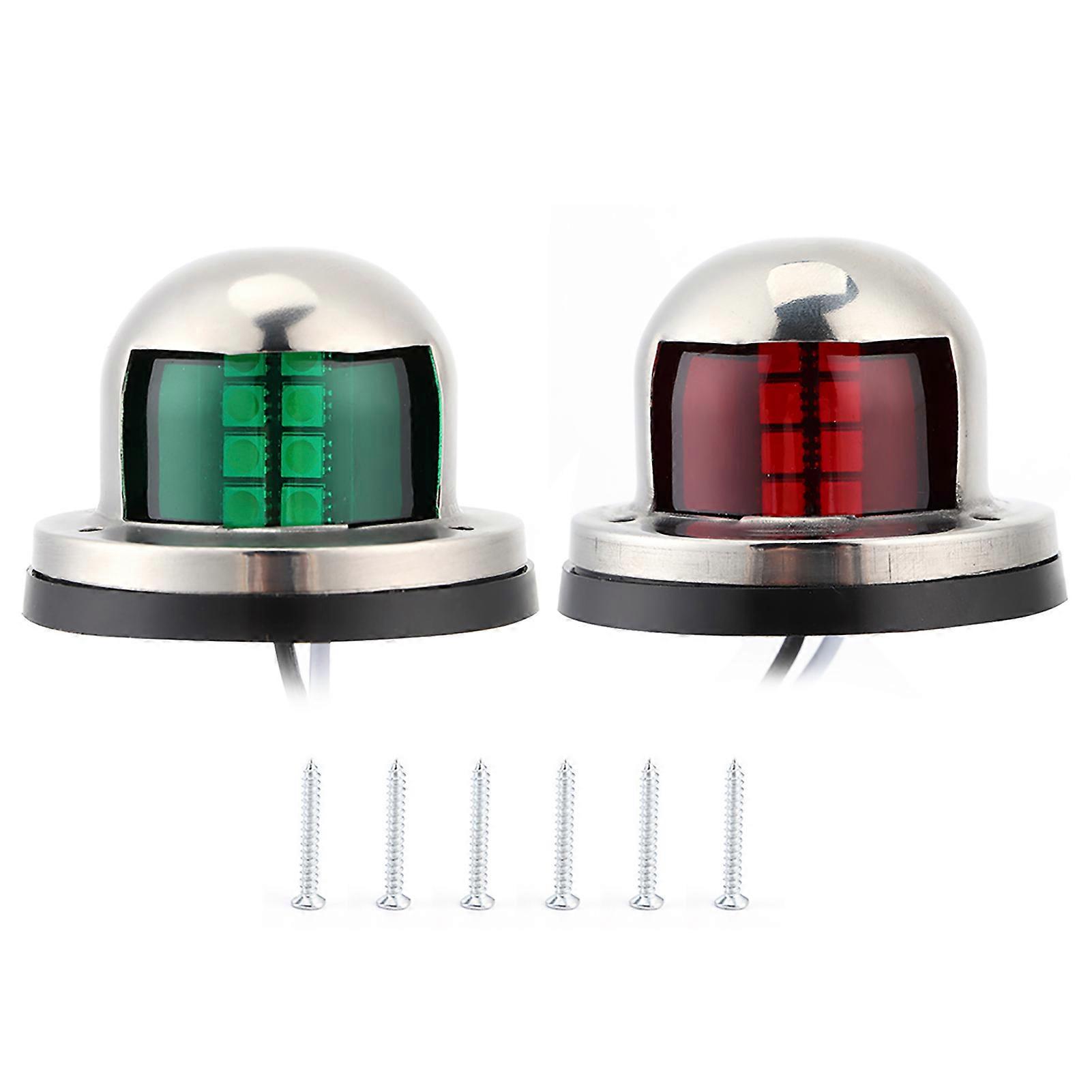 2pcs 12V Red Green LED Navigation Lights Stainless Steel Sailing Lamp for Marine Boat Yacht NO.59337