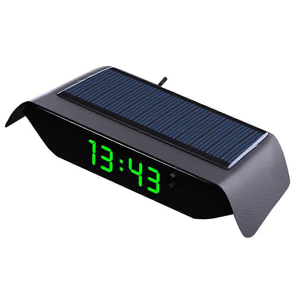 Car Digital Clock With Thermometer Solar Powered Auto Dashboard Lcd Digital Electronic Clocks Multi-function Universal Wireless