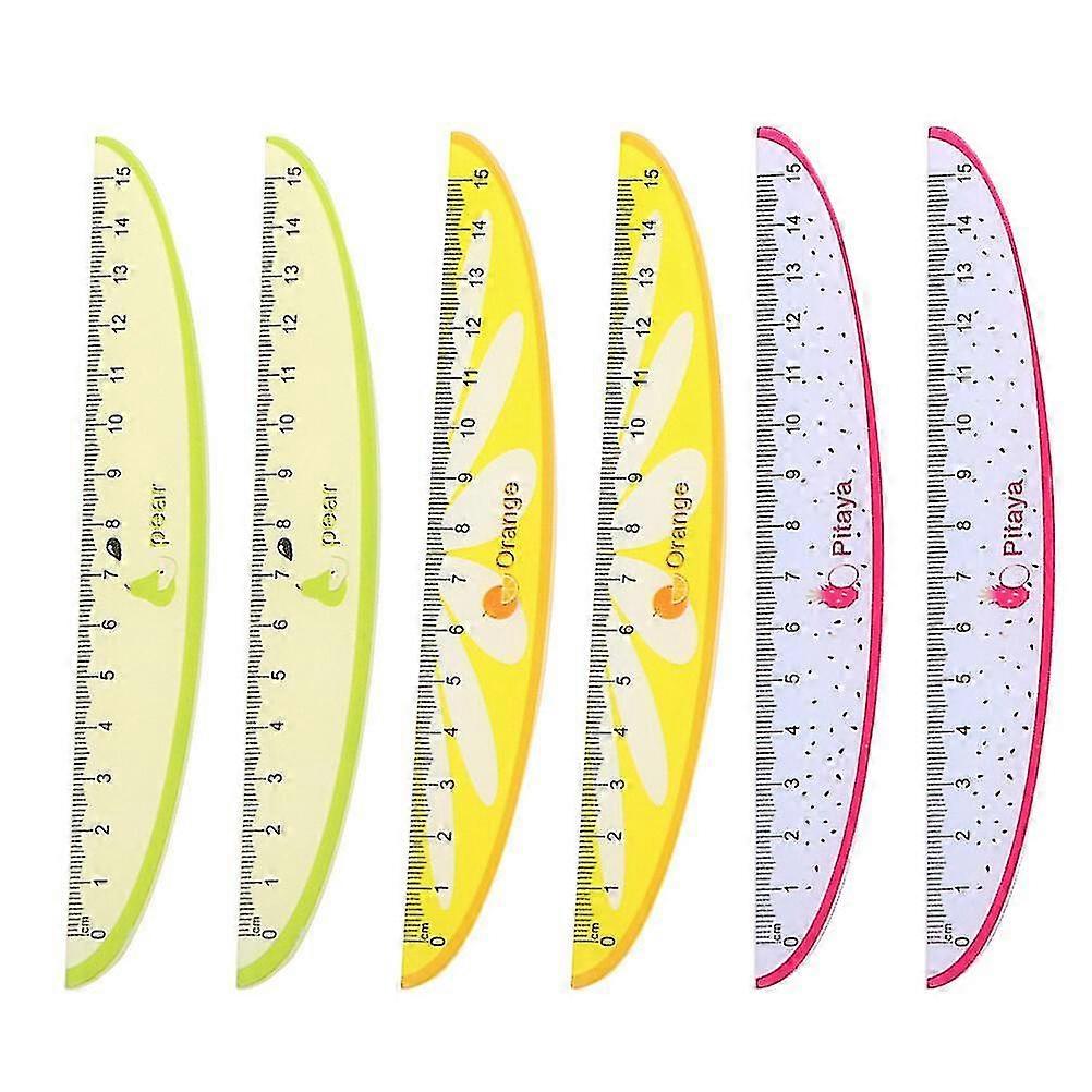 6pcs 15cm Plastic Fruit Pattern Creative Rulers School Students Stationery Measuring Rulers (random Style)