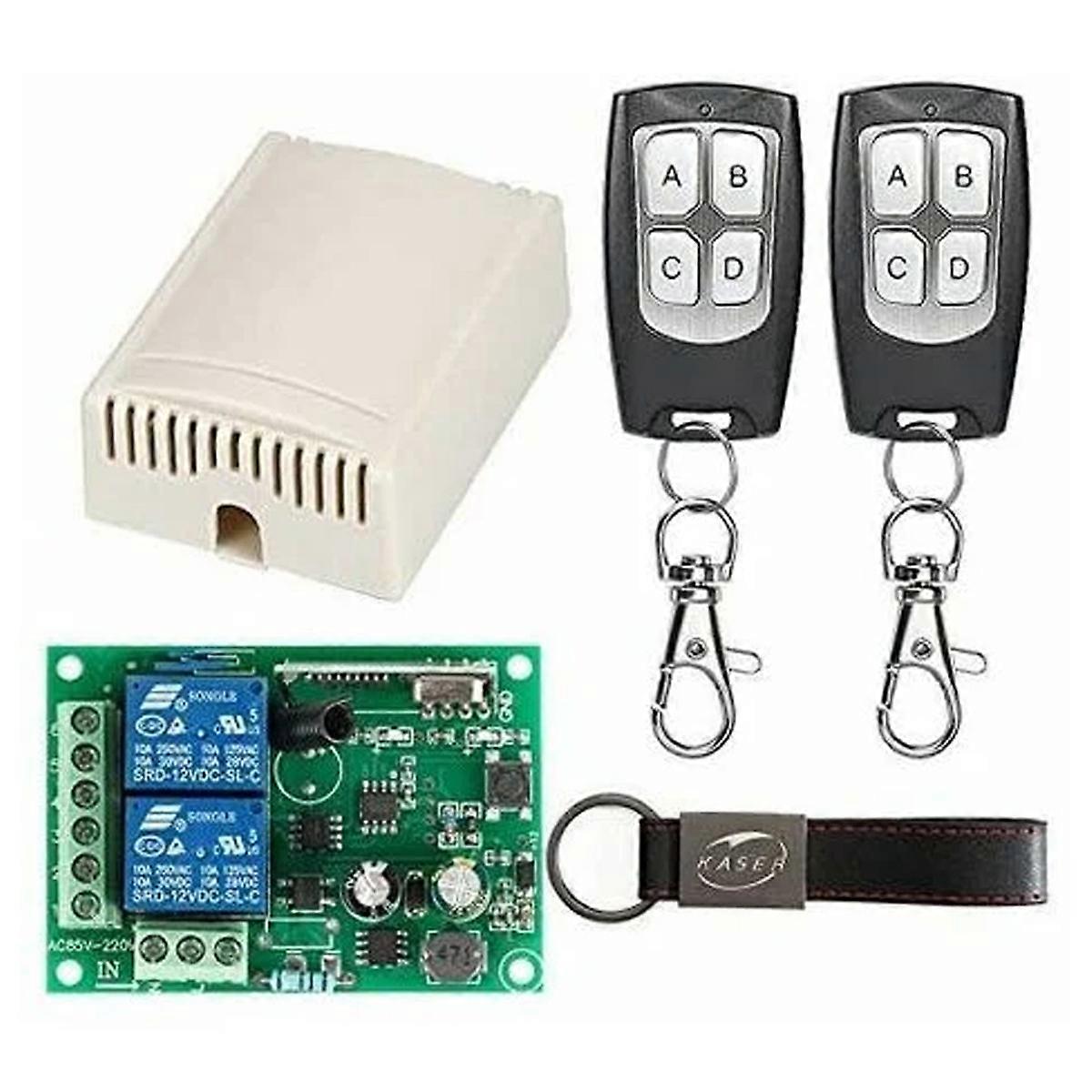 Rcepteur Universel 433,92 MHz ラジオ Rcepteur 2 Canaux avec Tlcommande pour Portes de Garage Lumires Lampes モーター Volets AC 220V (Inclus 2 tlcommandes)