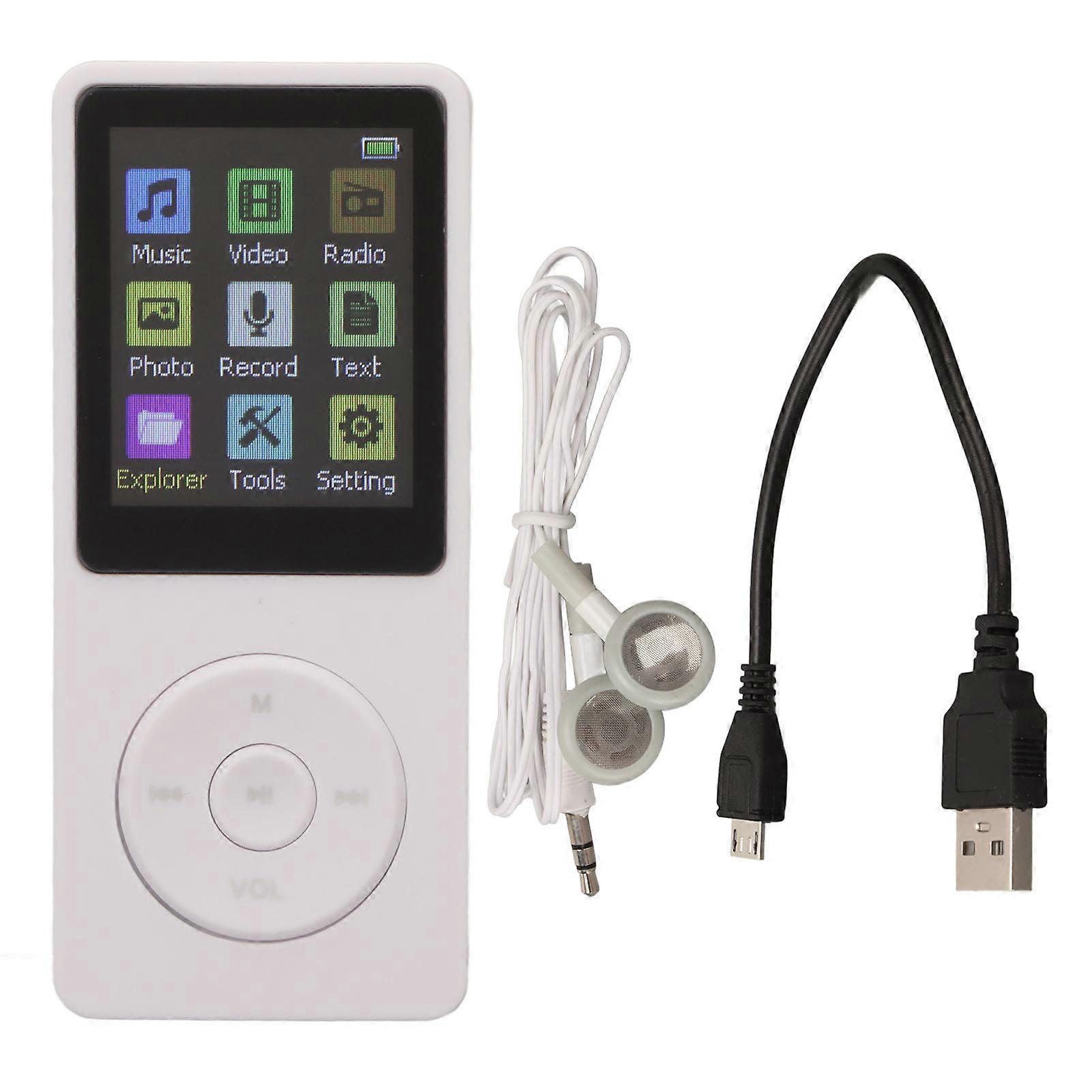 Digital Music Player 1.8 Inch LCD Support Small Memory Card Ultra Thin MP3 MP4 Player with Accessories White